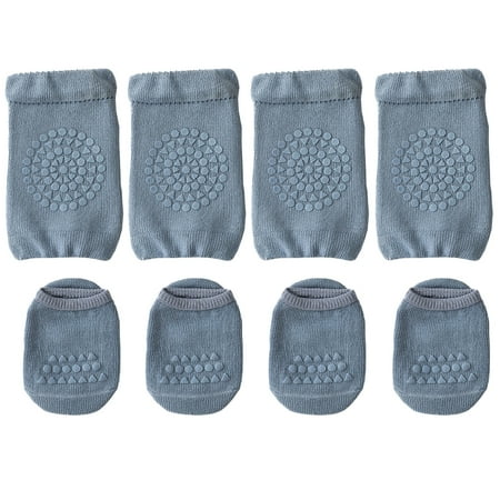 

2 Pairs Baby Crawling Anti-Slip Knee Pads and Anti-Slip Baby Socks Set Unisex
