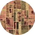 thumbnail image 1 of Ahgly Company Indoor Round Patchwork Brown Transitional Area Rugs, 4' Round, 1 of 4