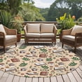 thumbnail image 4 of Tan Coffee Round Area Rug 6Ft Washable Circle Rugs for Bathroom Office, Vintage Latte Cafe Books Leaves Flowers Theme Non-Slip Carpet Floor Mats Indoor Outdoor Carpet Runner Aesthetic Home Decor, 4 of 8
