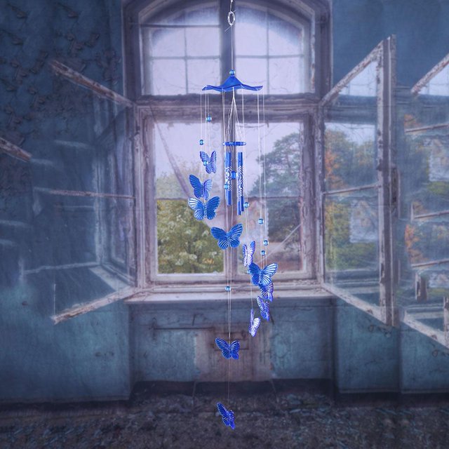 Mariposa Bell Wind Chimes Creative Home Yard Garden Decoración colgante (Azul) Ndcxsfigh Nuevos Originales