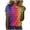 Teal, variant on XIAONU Women Rainbow Print T Shirt Crew Neck Short Sleeve Watercolor Top Lightweight Pride Event Tees