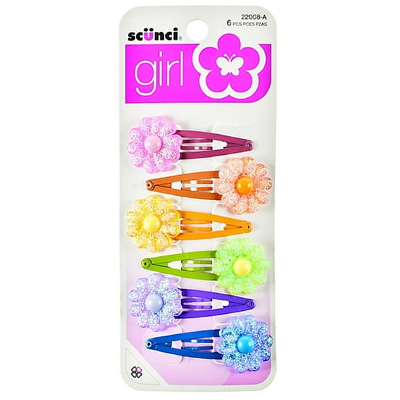 Scunci Girl Barrettes, Assorted Colors 6 ea (Pack of 3)