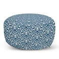 thumbnail image 1 of Abstract Pouf Cover with Zipper, Ornamental Floral Pattern Antique Damask Flowers Curvy Repeating Tile Design, Soft Decorative Fabric Unstuffed Case, 30" W X 17.3" L, Blue White, by Ambesonne, 1 of 5