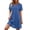 Blue, variant on Women's Summer Mini Long Shirt Dress Casual Loose Short Sleeve V Neck Lace Patchwork Dress Beach Vacation DressBlue