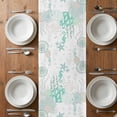 thumbnail image 6 of Coastal Turquoise Table Runner - 36 Inch Long, Kitchen Dining Table Runner Dresser Scarves, Coral Starfish Jellyfish Seahorse Farmhouse Decor for Coffee Tables Wedding Party Banquet, 6 of 8