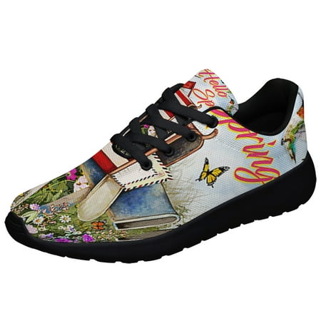 

Hello Spring Hummingbird Butterfly American flag Shoes Sneakers Black Size 4