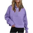 thumbnail image 2 of QATAINLAV My Orders Placed By Me Hoodies for Women Casual Half Zip Sweatshirts 2025 Fall Fashion Long Sleeve Hooded Pullover Solid Color Going Out Tops with Pockets Purple L, 2 of 7