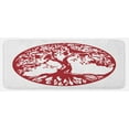 thumbnail image 1 of Tree Kitchen Mat, Traditional Oak Silhouette Mythological Foliage Symbolizing Growth and Prosperity, Plush Decorative Kitchen Mat with Non Slip Backing, 47" X 19", Ruby and White, by Ambesonne, 1 of 1