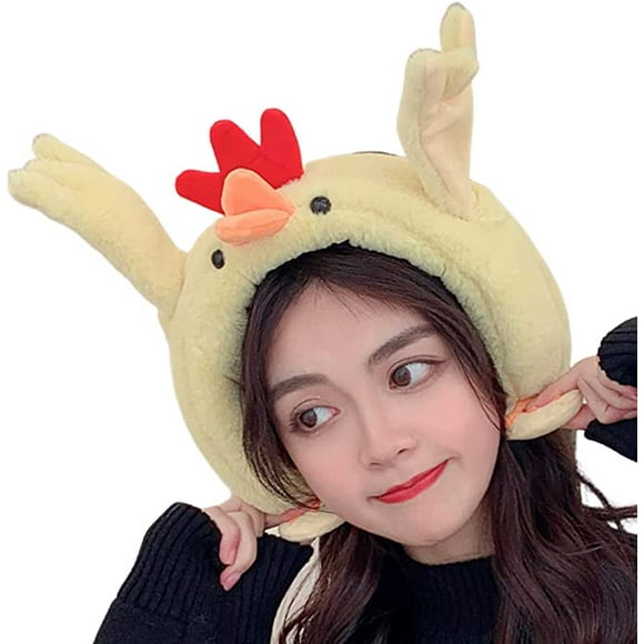 Animal Hat with Moving Ears Winter Windproof Girls Ear Warmer Plush Knitted Ear Muffs Creative Cute Moving Ear,10