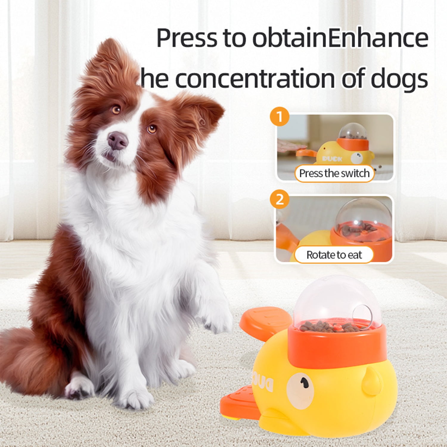 Interactive Dog Toy for Treat Dispensing, 8.7×5.5×4.3in, Chewable Food Puzzle, Yellow Duck Pet Training Reward