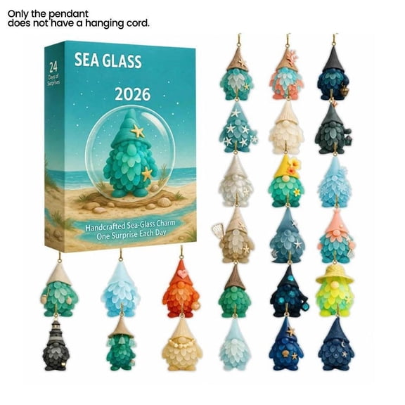 IFRINID Christmas Advent Calendar, 24PCS Ocean Gnome Ornaments with Hanging Loops, PVC Mini Coastal Figurines for Holiday Countdown Decor