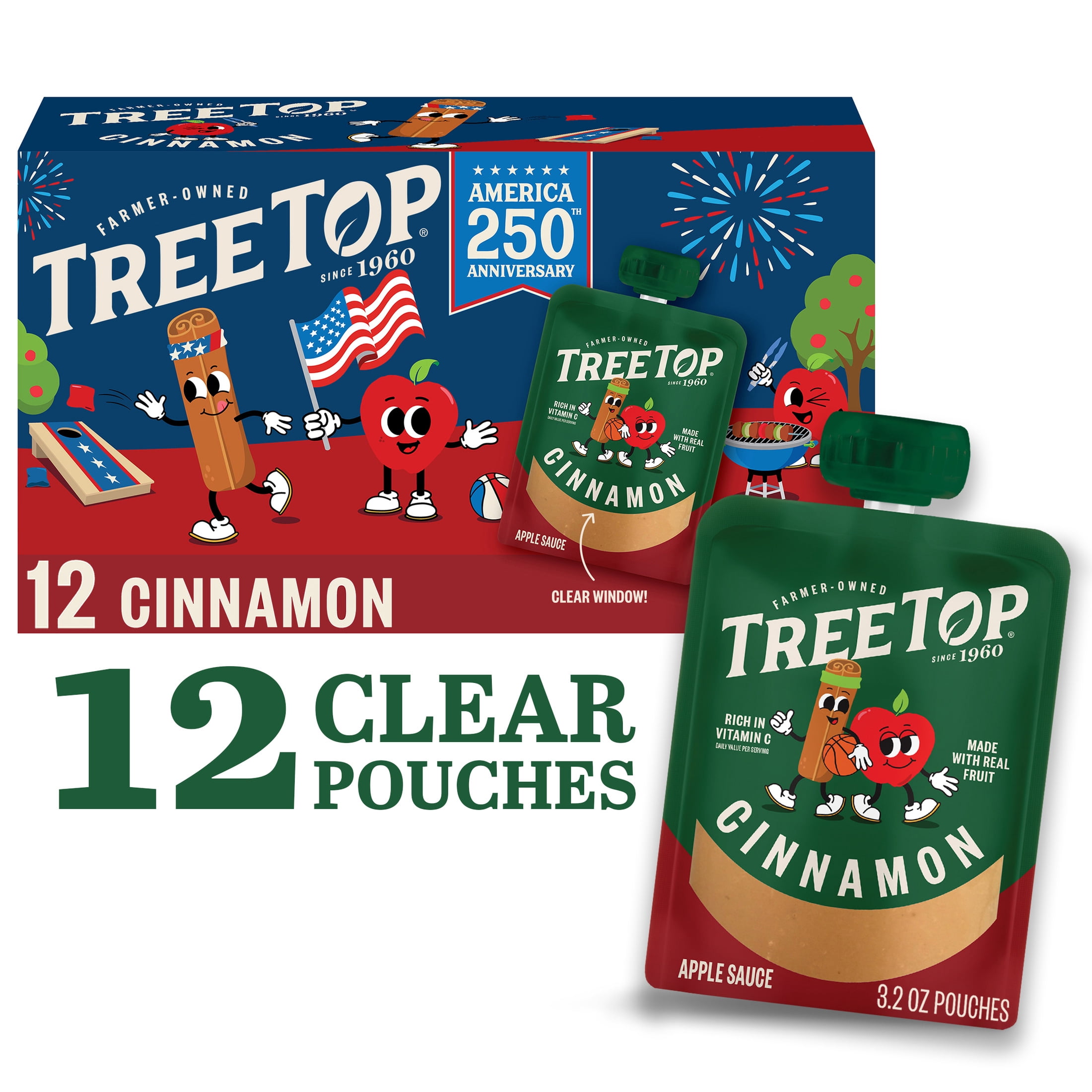 Tree Top Strawberry Apple Sauce Packs, 100% USA Apples, 3.2 oz, 12