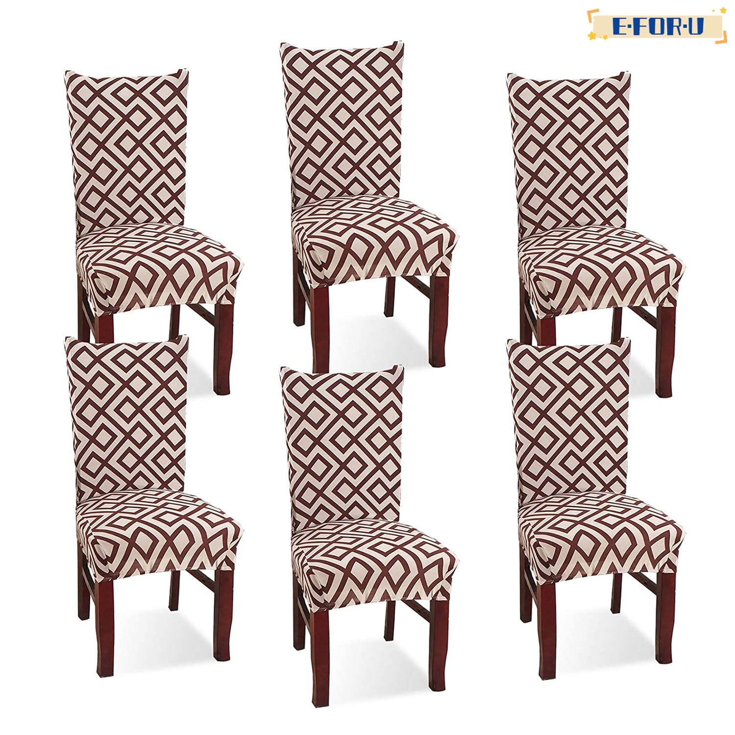 6 Pack Dining Chair Covers, Stretch Printed Armless Chair Slipcover for