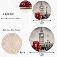 thumbnail image 3 of FREEAMG 2 Pack London Street View Big Ben Round Cotton Woven Pot Holders Trivets Set, 7 and 9 inch Diameter,Heat Resistant Pad Mat for Kitchen Decor Cooking Supplies, 3 of 5