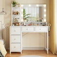 thumbnail image 2 of EnHomee Vanity with Mirror and Lights Makeup Vanity Desk with 5 Fabric Drawers & Power Outlet & Hair Dryer Rack Dressing Table for Bedroom,White, 2 of 8