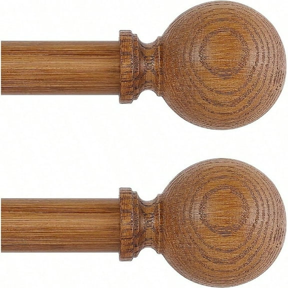 2 Pack Wood Curtain Rods For Windows 28 To 48 Inch1 Inch Wood Grain Ball Adjustable Curtain Rod Boho Heavy Duty Curtain Rods Farmhouse Rustic Window Curtains Rods Brown Drapery Rods Set 1845