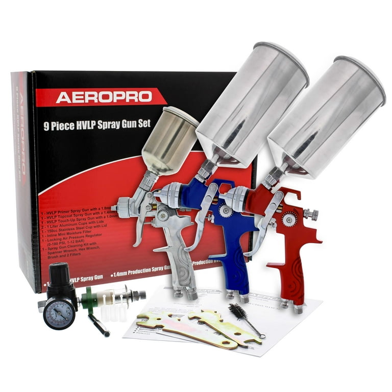 TCP Global Brand HVLP Spray Gun Set 3 Sprayguns with Cups Air