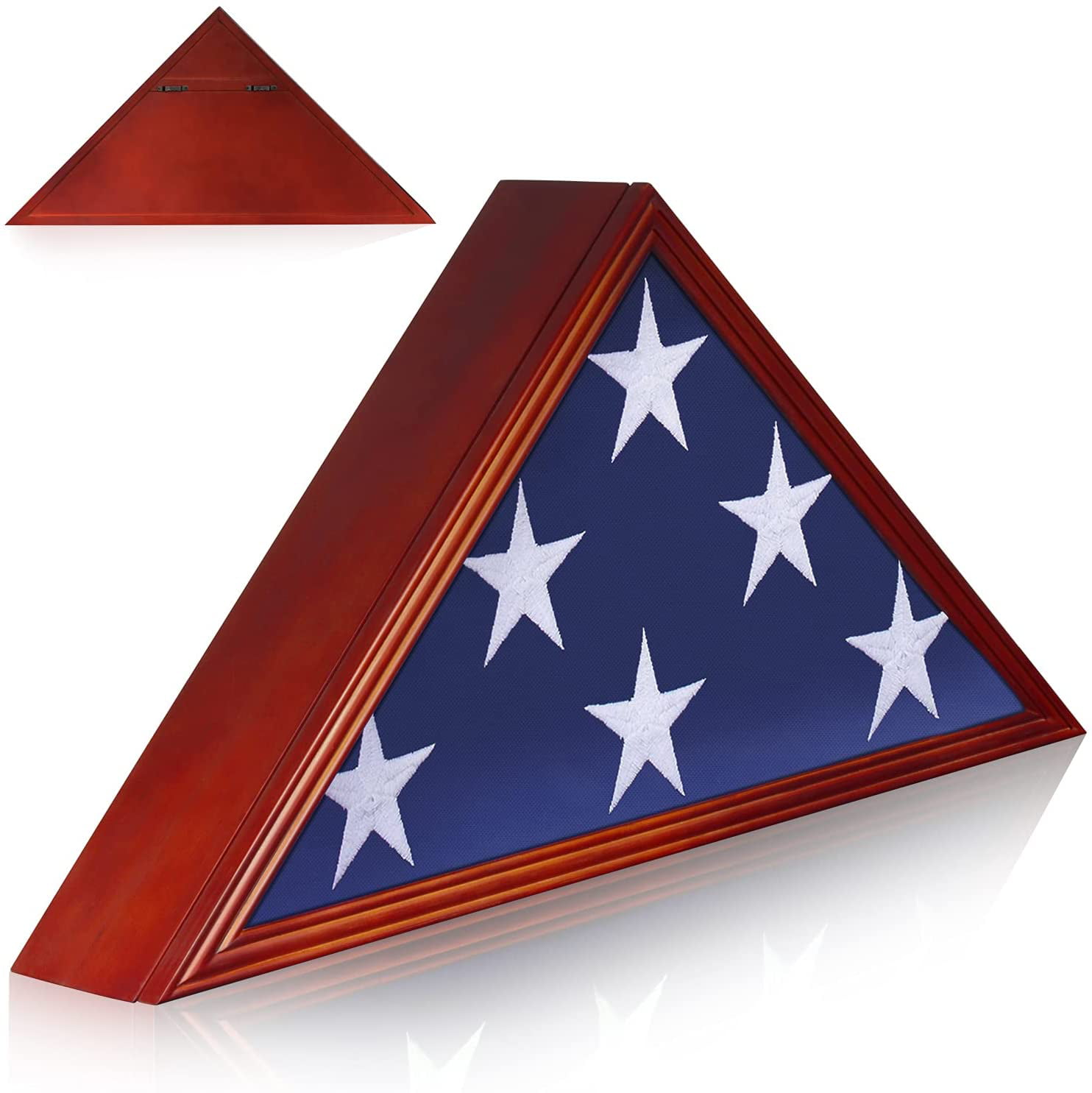 Military Burial Flag Box Handmade by Veterans Walnut Hardwood Casket Case U.S 
