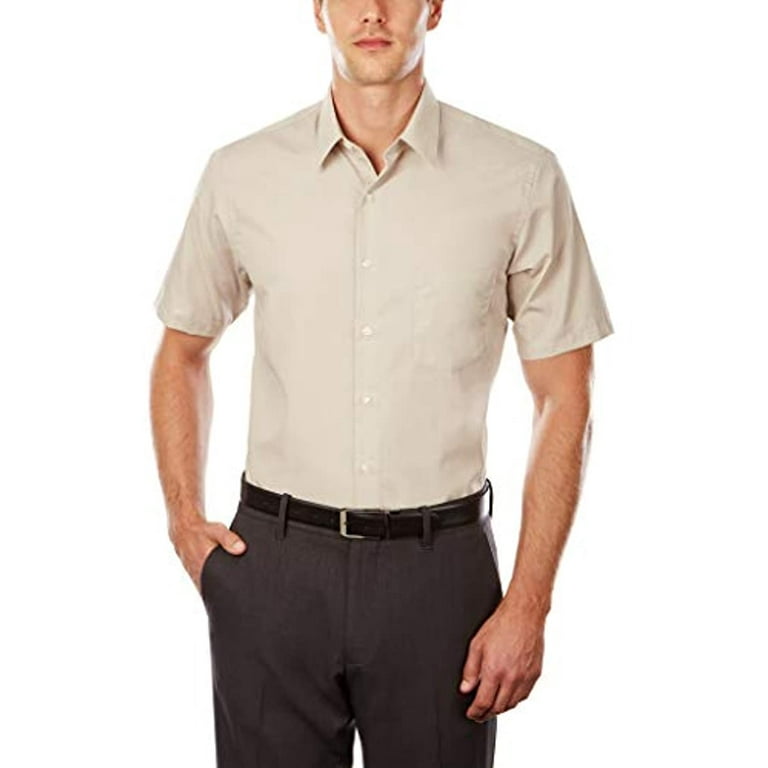 Van Heusen Men s Short Sleeve Dress Shirt Regular Fit Poplin Solid