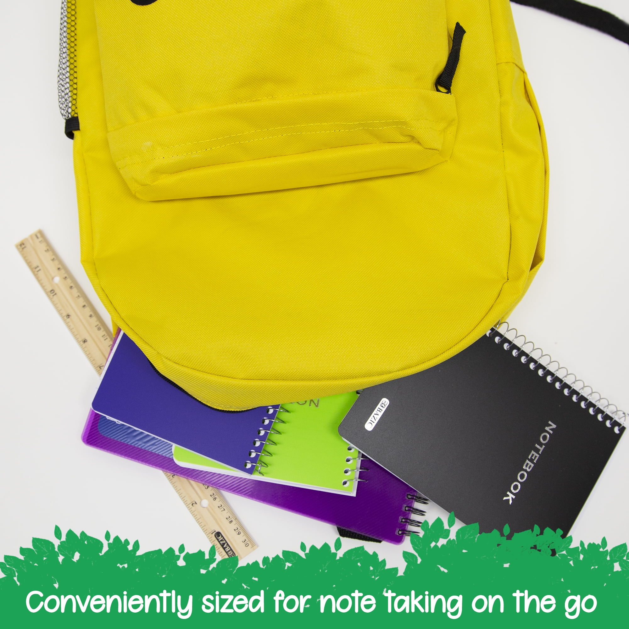 BAZIC College Ruled Poly Cover Spiral Notebook 100 Sheet 5" x 7", Assorted Color, 36-Pack