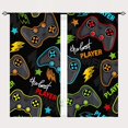 thumbnail image 2 of Gaming Curtains Rod Pocket Boys Kids Gamer Gamepad Abstract Video Game Player Joystick Print Pattern Window Drapes for Man Teen Youth Nursery Baby Bedroom Playroom W42 x L63 Inch 2 Panels, 2 of 5
