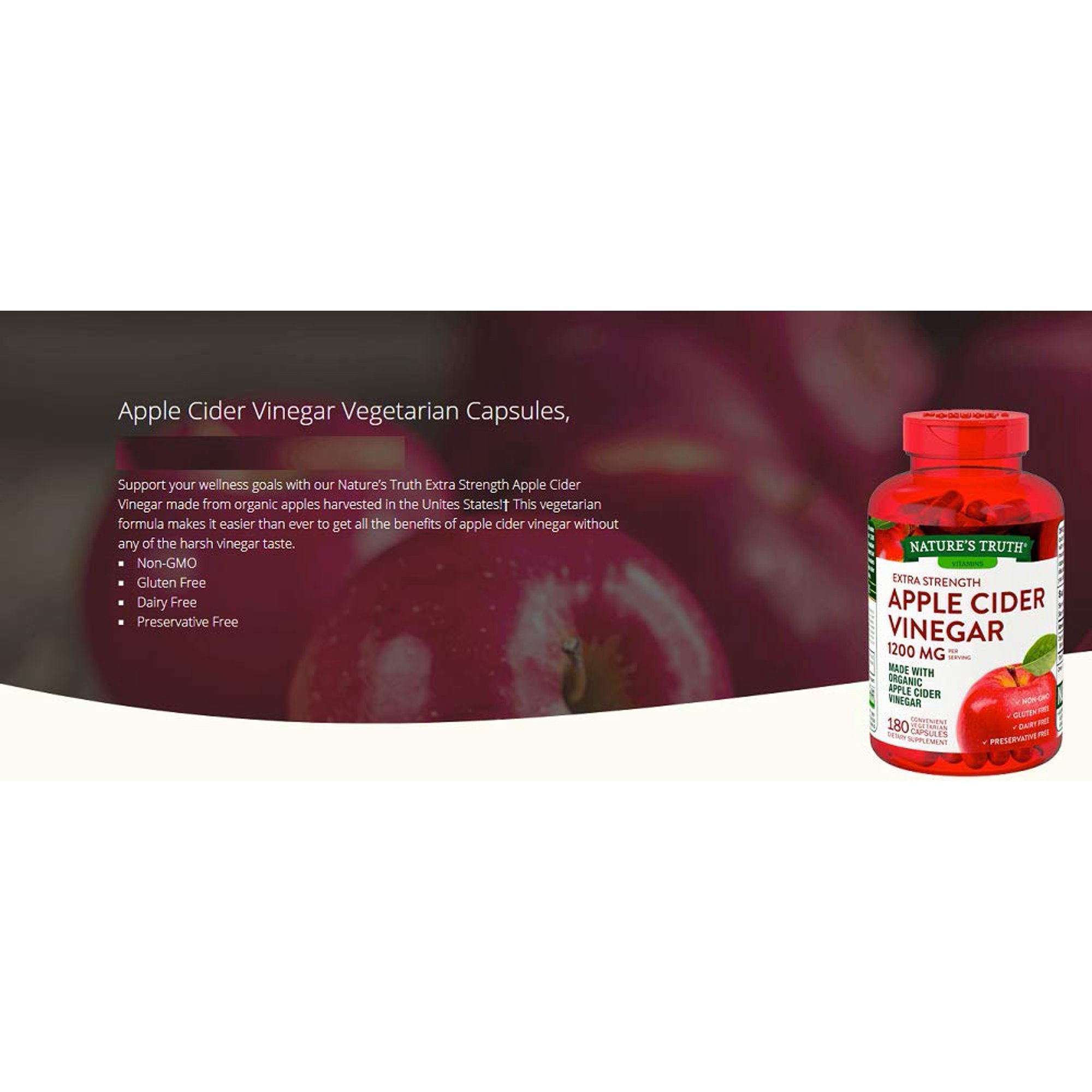 Nature S Truth Apple Cider Vinegar 1200 Mg 180 Capsules Walmart Canada