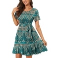 thumbnail image 2 of QIPOPIQ Robes pour Femmes Robe Midi à Étages Manches Courtes Robes Décontractées Robe d'Été à Imprimé Floral Robe à Bretelles Robes de Plage Offres 2023, 2 of 7