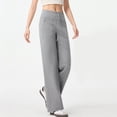 thumbnail image 3 of Micaxili Women's High Waisted Wide Leg Pants Casual Drawstring Elastic Waist with Pockets(Grey-L), 3 of 6