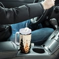 thumbnail image 4 of Yayeee 30oz Stainless Steel Tumbler with Straw and Handle Double-Wall Insulated Travel Water Bottle, Beige Christmas Trees, 4 of 8
