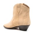 thumbnail image 3 of FSJ Women Western Cowboy Cowgirl Stacked Low Heel Short Boots Faux Suede Pointed Close Toe Pull On Retro Ankle Booties Formal Outfit Shoes Size 15 Apricot, 3 of 4