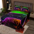 thumbnail image 2 of Ensemble de Courtepointe de Jeu Ensemble de Couvre-Lit Gamer Simple, Ensemble de Couvre-Lit Rouge Vert Violet Éclairs Colorés Déco de Chambre Gamer pour Garçons, 2 of 5