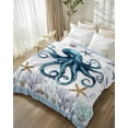 thumbnail image 3 of Flannel Fleece Throw Blanket Ocean Octopus Coral Starfish Lightweight Soft Plush Blankets,Sea Shell Nautical Compass Cozy Warm Throw Blanket for Couch Sofa Bed Car Office 40x50in, 3 of 9