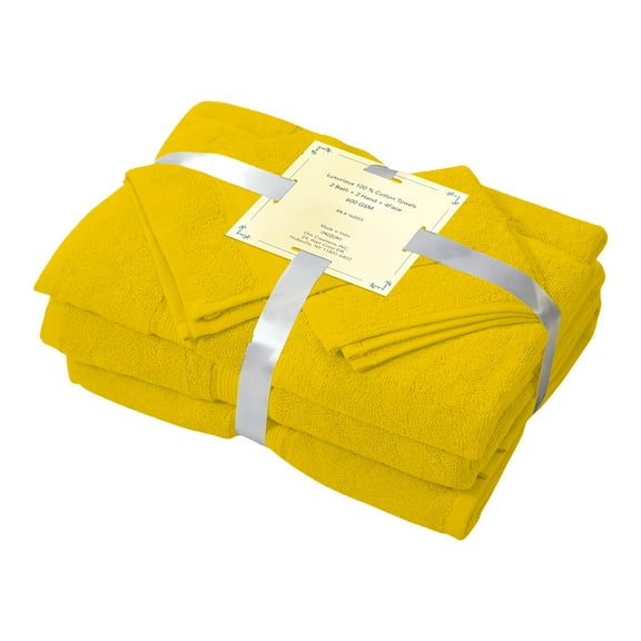 6-Piece Ringspun Cotton Bath Towel Set – 2 Bath Towels, 2 Hand Towels, 2 Washcloths – Ultra Soft & Absorbent