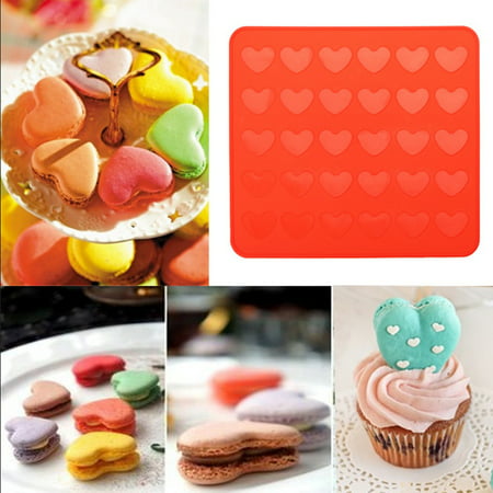 Meigar 30 Hearts Silicone Pastry Reusable Cake Macaron Macaroon Oven Baking Mould Sheet Mat Muffin Tray Baking Mold
