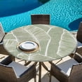 thumbnail image 4 of Tropical Bloom Silhouettes Fitted Tablecloth with Elastic Edged, Round Table Cloth for Dining Table, Green Palm Leaf Waterproof Oil Proof Table Cover for Indoor Outdoor 55"-60", 4 of 9
