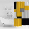 thumbnail image 2 of Yellow Black Patchwork Shower Curtain, 72" x 72", Abstract Geometric Art Waterproof Bathroom Curtain Washable Shower Curtain Set with 12 Hooks, 2 of 6