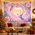 thumbnail image 3 of Floral Garden Hummingbirds with Flight Diagonally Each Other, Mystical Fantasy for Space Lovers, Galaxy Room Decor, Valentine'S Day Gift, Tapestry Wall Hanging for Bedroom and Dorm, 3 of 7