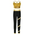 thumbnail image 2 of Hansber 2 Pcs Kids Girls Sport Outfits Metallic Crisscross Strappy Dance Crop Top with Pants Set Gold 6, 2 of 5