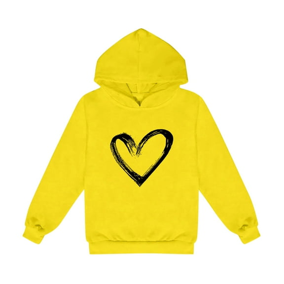 fatyb Boys Girls Hoodies Heart Long Sleeve Print Hooded Sweatshirts Casual Loose Pullover Tops for Kids
