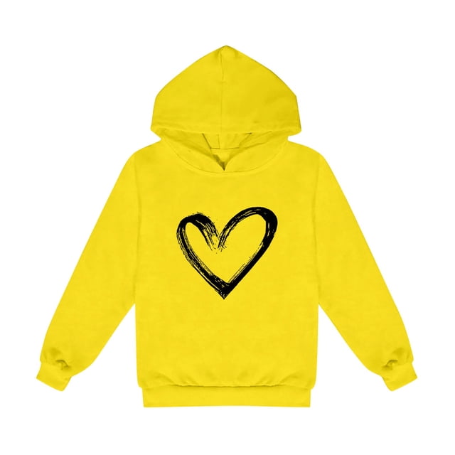 2025 1-14 Ans Garçons et Filles Sweat à Capuche Manches Longues T-Shirt Imprimé Sweat à Capuche Jaune