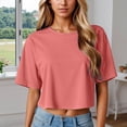 thumbnail image 2 of Womens Short Sleeve T-Shirts Summer Tops Casual Round Neck Solid Short Basic Tees Casual Shirts for Women, 2 of 7