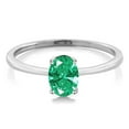 thumbnail image 2 of Gem Stone King 10K White Gold Green Zirconia Solitaire Engagement Ring | 0.76 Cttw | Oval 7X5MM | Gemstone Birthstone | Wedding Engagement Anniversary Promise Ring for Women (Size 9), 2 of 3