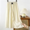 thumbnail image 5 of Girl's Wide Leg Cotton Trousers Elastic High Waist Casual Palazzo Pants Cute Bow Summer Vacation Outfits Comfy Travel Bottoms, 5 of 5