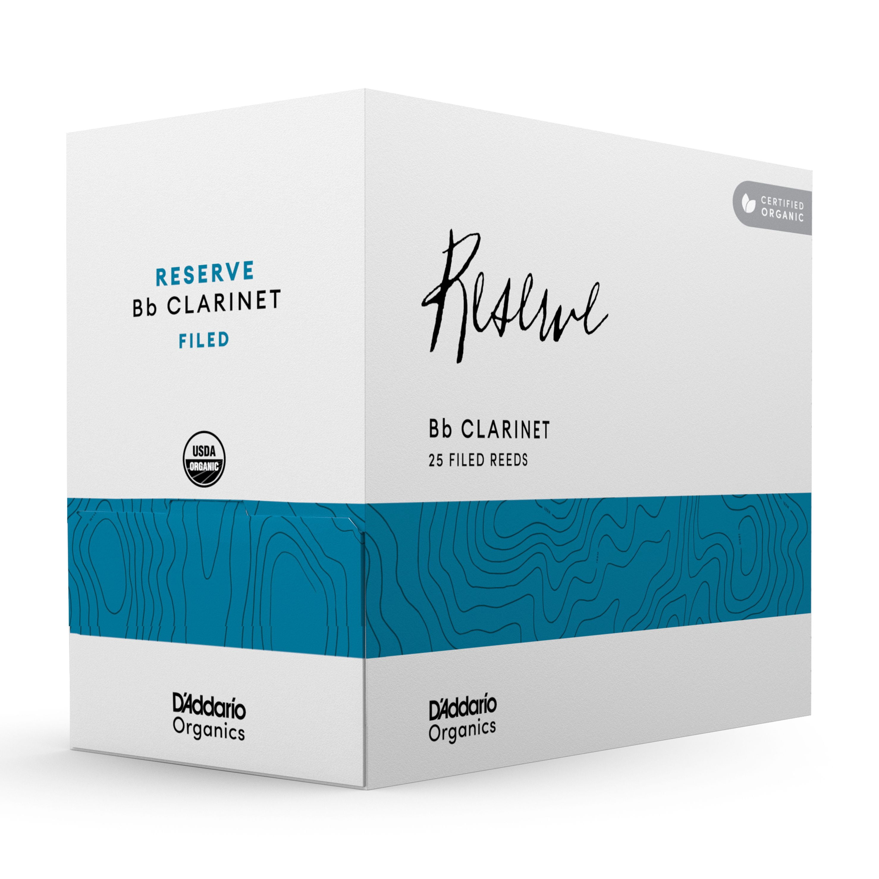 D'Addario Organic Reserve Bb Clarinet Reeds, Strength 2.5, 25-Pack