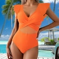 thumbnail image 2 of MSJUHEG Tummy Control Bathing Suits,Swimwear Monokinis,Push Up Swimsuits for Women,High Waist Bathing Suit,Push Up Bathing Suits for Women,Cross Back,Bathing Suit for Women Orange M, 2 of 8