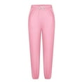thumbnail image 5 of Avrnliq Womens Ultra Soft 4-Way Stretch Relaxed Fit Straight Leg Casual Jogger Pants with Elastic Drawstring Waist & Functional Side Pockets, Pink,Size 2XL, 5 of 7