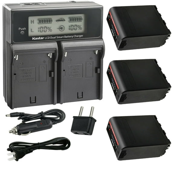 Kastar 3-Pack NP-F990EXP Battery and CH04 Dual Fast Charger Compatible with Sony CCD-TR950 CCD-TR97 CCD-TRT97 CCD-TRV101 CCD-TRV15 CCD-TRV16 CCD-TRV17 CCD-TRV201 CCD-TRV215 CCD-TRV20 CCD-TRV25 Camera