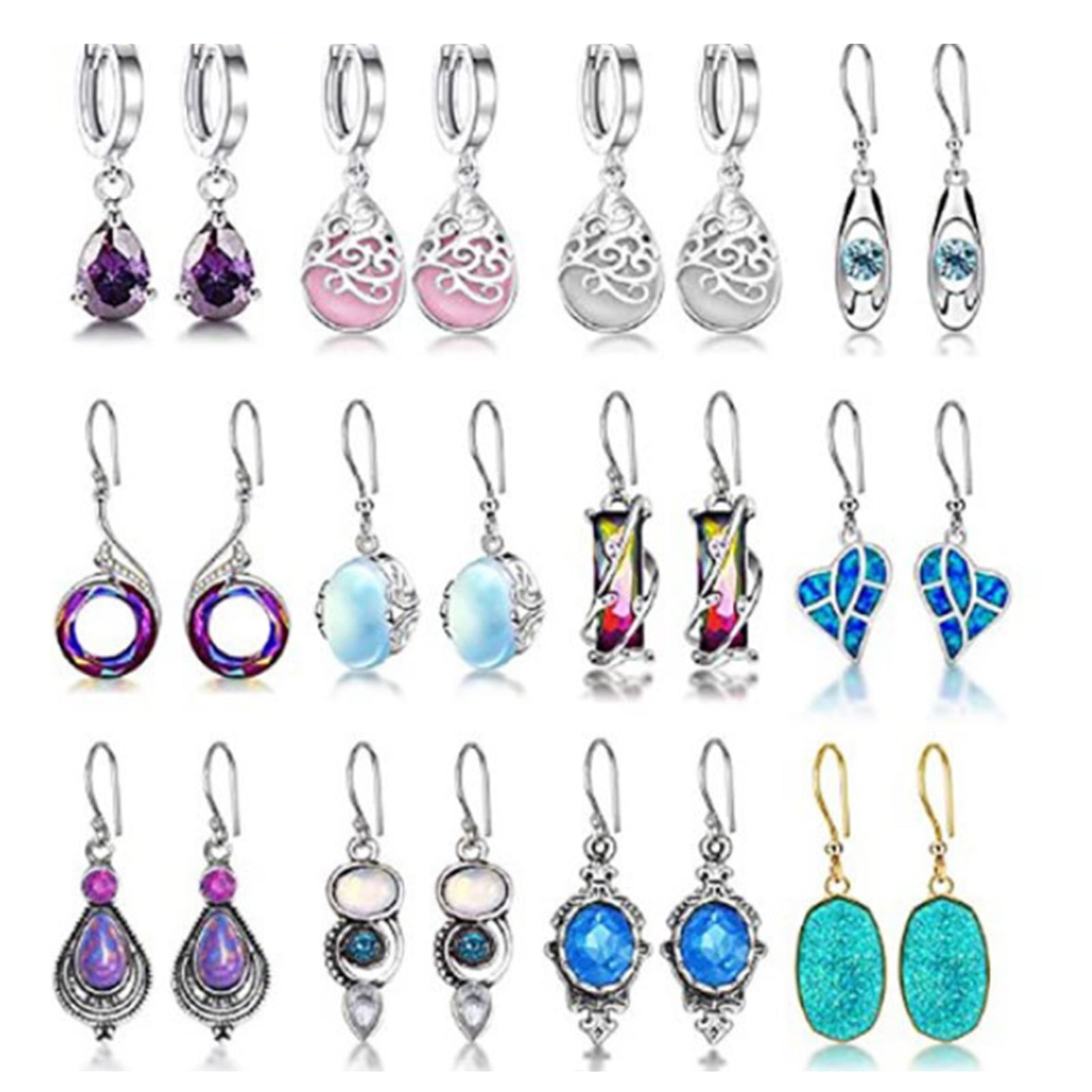 Women Teardrop Crystal Earring Set Dangle Earrings Christmas Gift