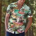 thumbnail image 6 of Funny Summer Beach Cat Hawaiian Shirt For Men Vacation Flamingo Donut Mens Hawaiian Shirts Short Sleeve Button Down Shirt Men, 6 of 7