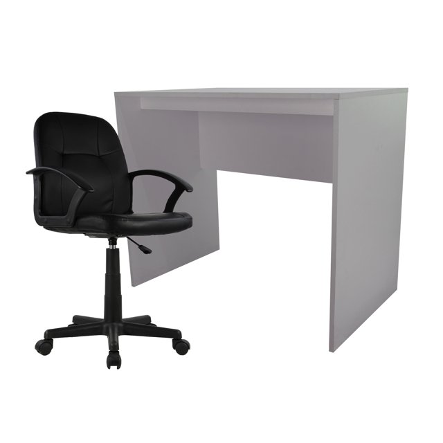 Set Escritorio Home Office Cubo 90 Gris y Silla Ejecutiva JM-015AN Negra Mundo In KITESSI0014